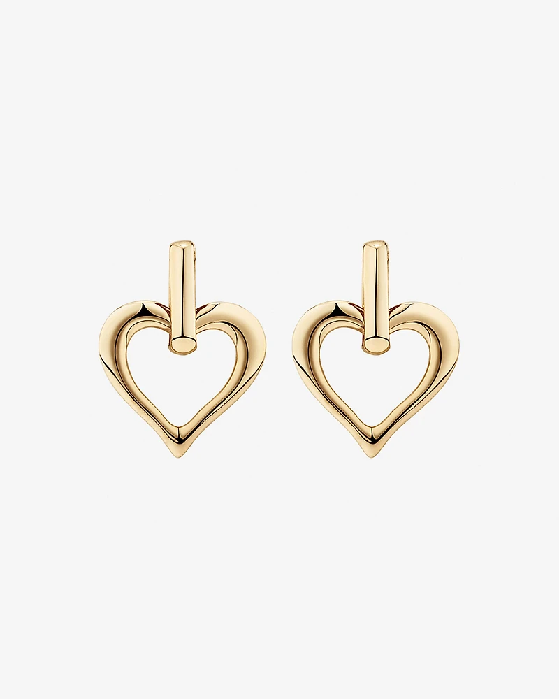 Open Heart Drop Stud Earrings in 10kt Yellow Gold