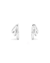 Graduated Triple Half Hoop Stud Earrings Sterling Silver