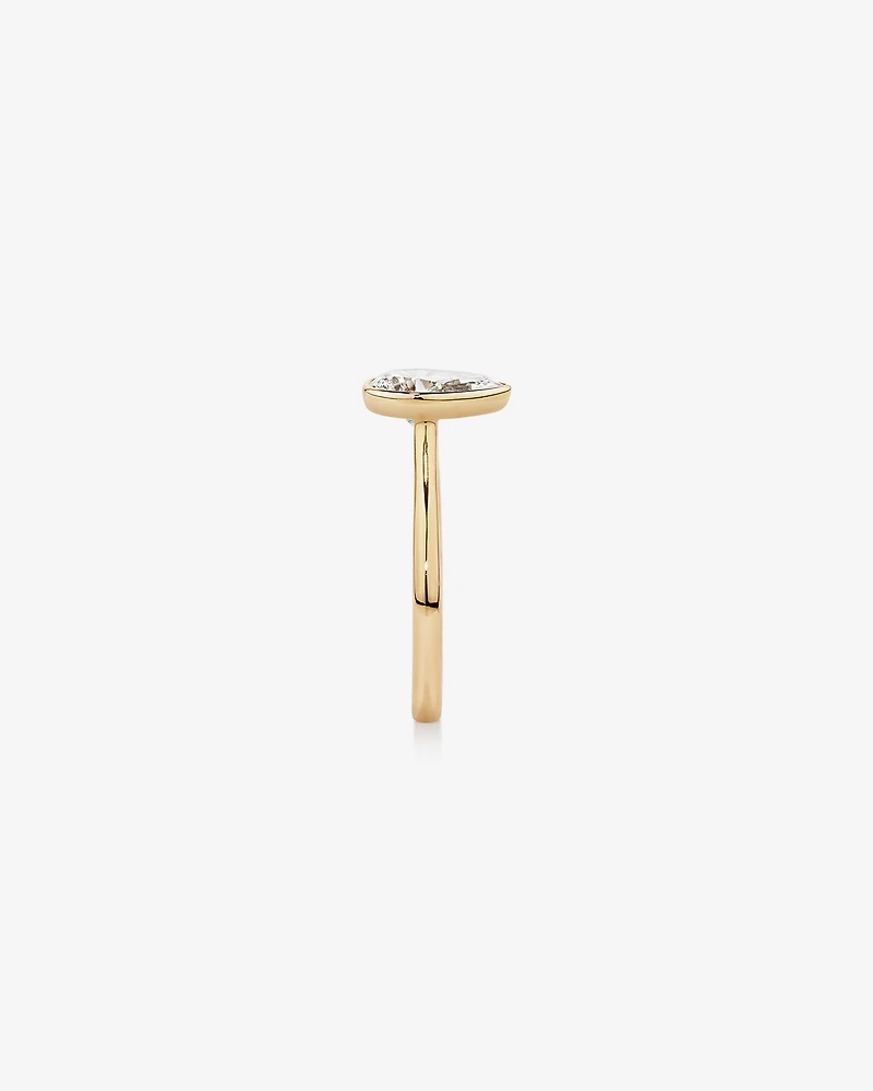 1.25 Carat TW Pear Cut Laboratory-Grown Diamond Solitaire Bezel Set Engagement Ring in 14kt Yellow Gold
