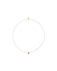 Pear Cut Red Ruby Gemstone and 0.05 Carat TW Diamond Halo Necklace in 10kt Yellow Gold