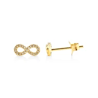 Mini Infinity Earrings with Diamonds in 10kt Yellow Gold