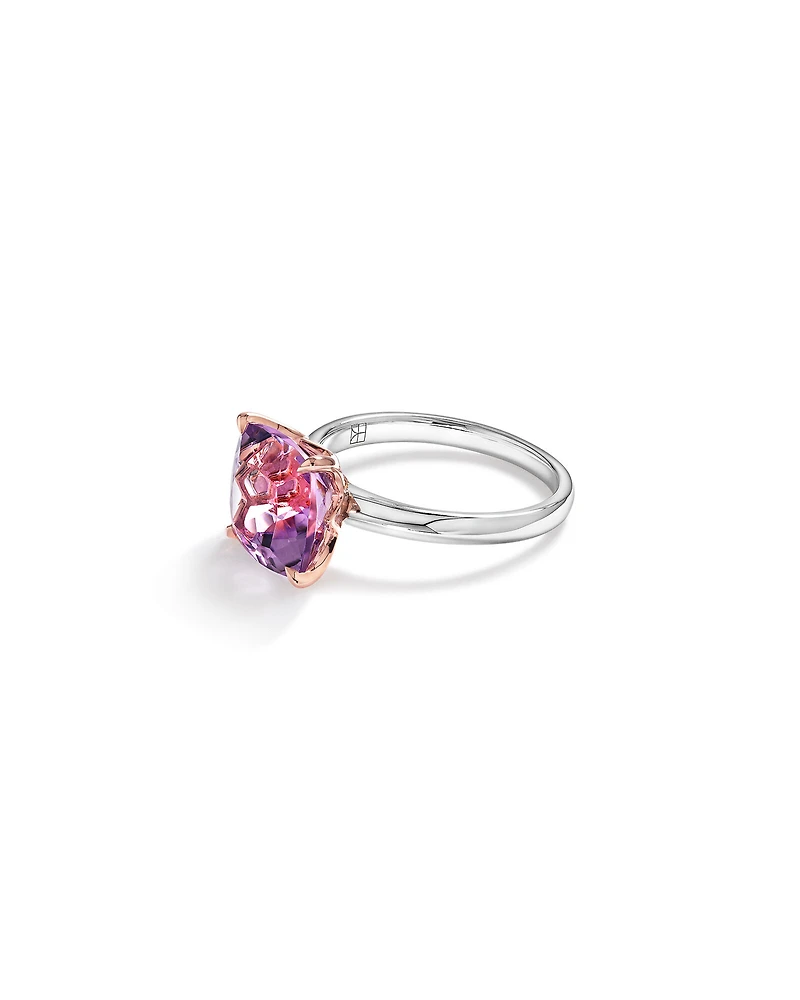 Bague en argent sterling et en or rose 10 K avec améthyste rose