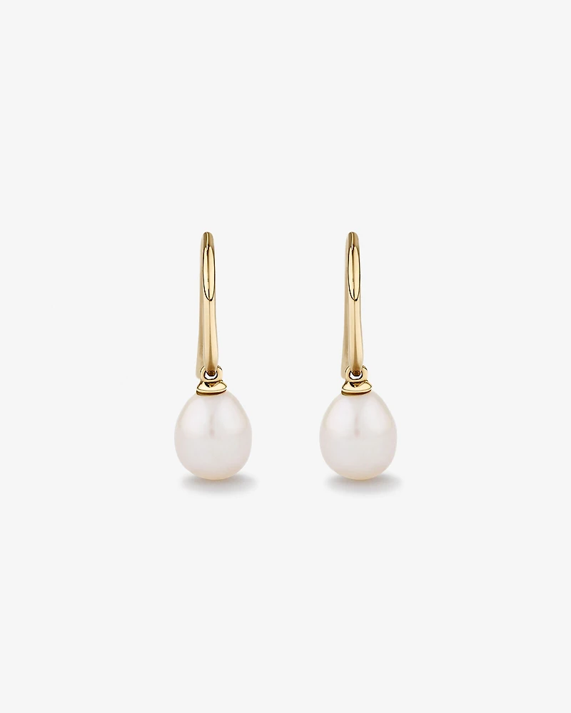 Drop Earrings with Cultured Freshwater Pearl in 10kt Yellow Gold