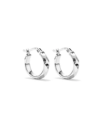 Large Diamond Cut Mirror Hoops in Sterling Silver
