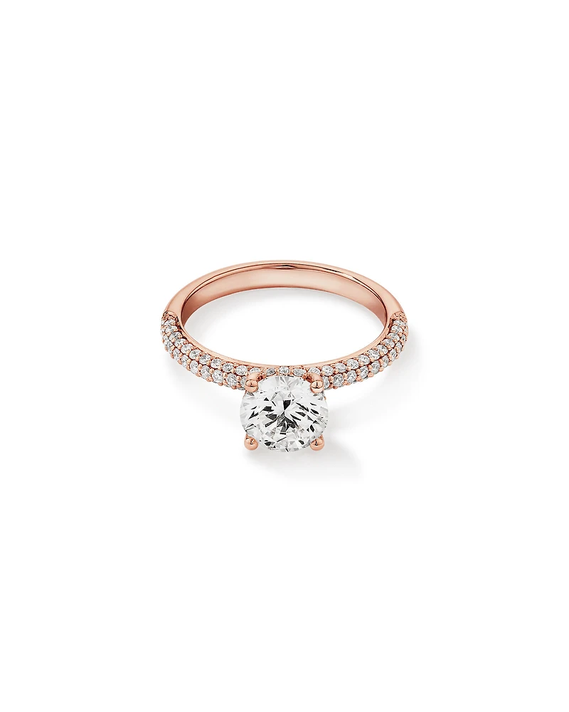 1.95 Carat TW Round Brilliant Laboratory-Grown Diamond Solitaire Side Accent Engagement Ring in 14kt White Gold
