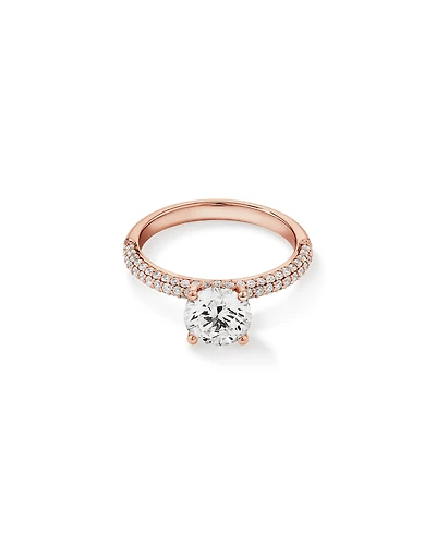 1.95 Carat TW Round Brilliant Laboratory-Grown Diamond Solitaire Side Accent Engagement Ring in 14kt White Gold