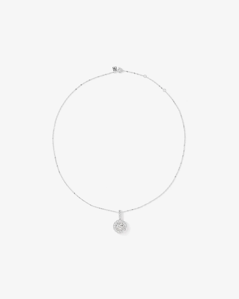 1.50 Carat TW Diamond Halo Everlight Pendant in 10kt White Gold