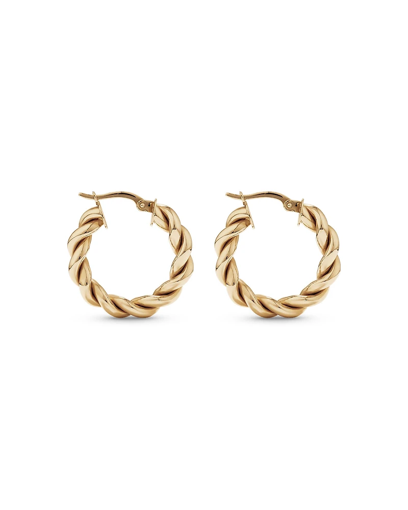 Croissant Twist 15mm Hoop Earrings in 10kt Yellow Gold