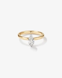 Bague de fiançailles solitaire diamant taille marquise certifiée TW de 0,70 carat en or jaune et blanc 18 carats