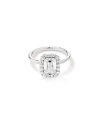 Carat TW Emerald Cut Laboratory-Grown Diamond Halo Engagement Ring in 14kt Yellow and White Gold