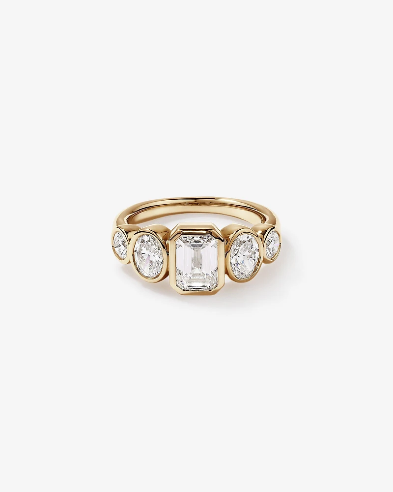 2.90 Carat TW Bezel Set 5 Stone Lab-Grown Diamond Engagement Ring in 14kt Yellow Gold
