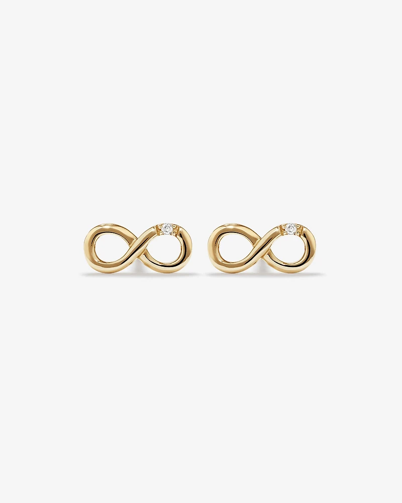 Diamond Accent Infinity Stud Earrings in 10kt Yellow Gold