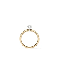 Bague de fiançailles solitaire diamant taille marquise certifiée TW de 0,70 carat en or jaune et blanc 18 carats