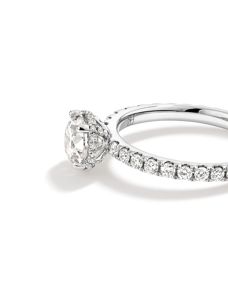 1.40 Carat TW Round Brilliant Diamond Pave Hidden Halo Engagement Ring in Platinum