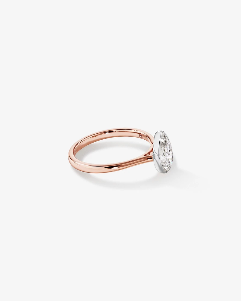1.25 Carat TW Pear Cut Laboratory-Grown Diamond Solitaire Bezel Set Engagement Ring in 14kt Yellow Gold