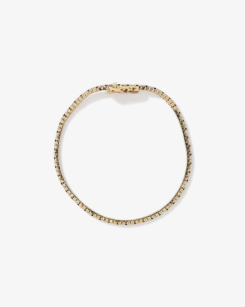 Bracelet tennis en or jaune 10 kt avec diamants de 0,68 carat TW et saphirs créés