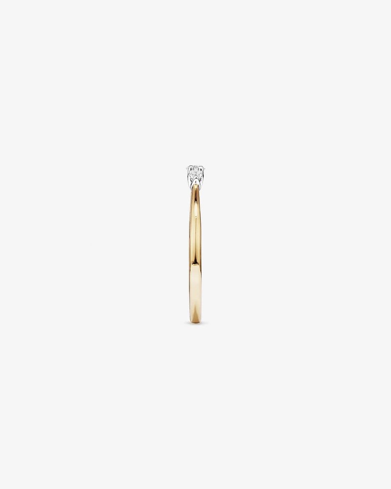 0.15 Carat TW Three Stone Round Brilliant and Oval Cut Diamond Promise Ring in 10kt Yellow and White Gold