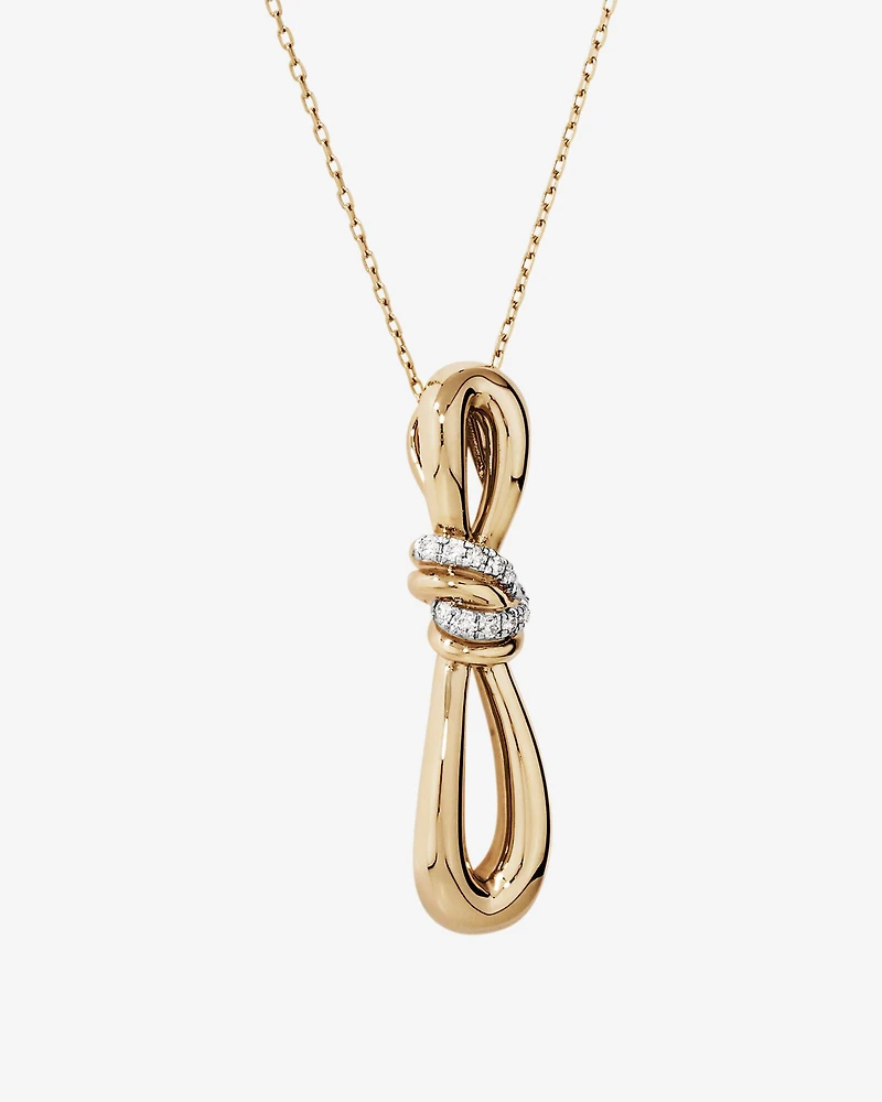 Pendentif à nœuds de diamants TW de 0,07 carat en or jaune 10 carats