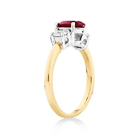 Ruby Ring with .40TW of Diamonds in 14kt Yellow and White Gold