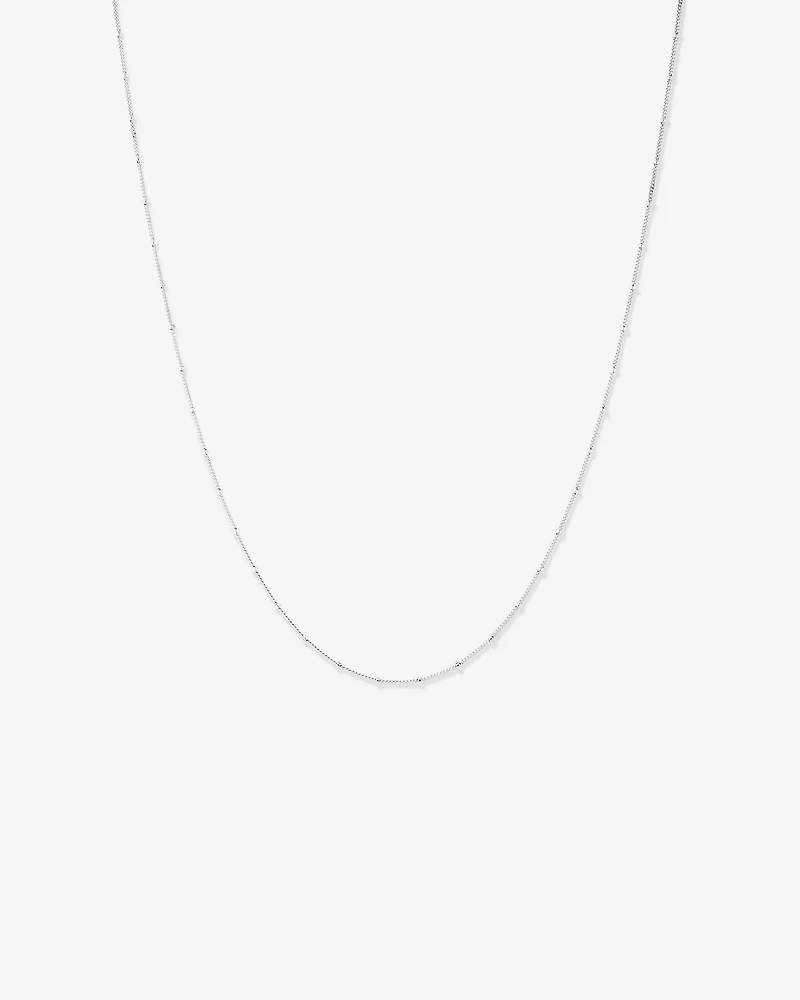 50cm (20") 1.5mm Width Fine Ball Station Chain Necklace in Sterling Silver