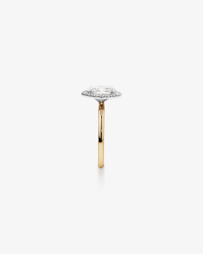 1.46 Carat TW Oval Cut Laboratory-Grown Diamond Halo Engagement Ring in 14kt Rose and White Gold