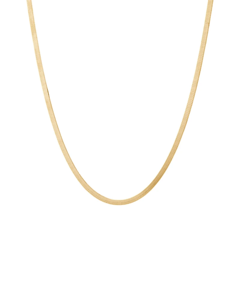 Chaîne serpentine réglable en or jaune 10 K de 43 à 48 cm, largeur de 3 à 3,5 mm