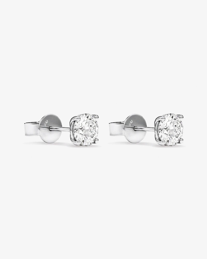 Boucles d’oreilles solitaires en diamant cultivées en laboratoire TW de 1,50 carat en or blanc 14 carats