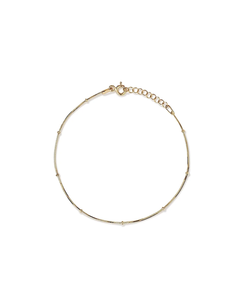 Snake & Bead Station Bracelet in 10kt Yellow Gold