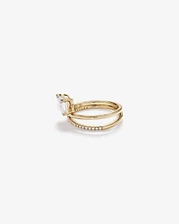 1.88 Carat TW East West Emerald Cut Lab-Grown Diamond Double Band Engagement Ring in 14kt Yellow Gold