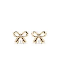 Cubic Zirconia Bow Stud Earrings in 10kt Yellow Gold