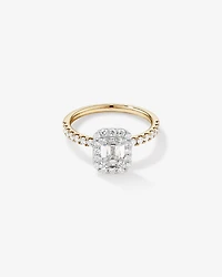 1.78 Carat TW Emerald Cut Laboratory-Grown Diamond Halo Engagement Ring in 14kt White Gold
