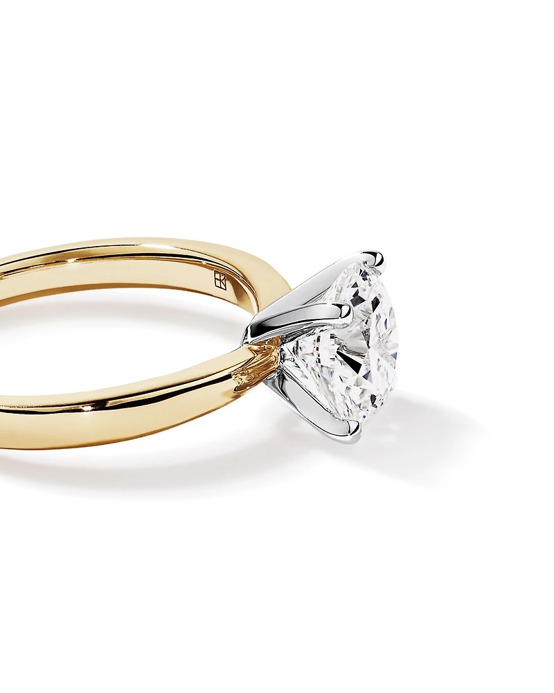 2.00 Carat TW Round Brilliant Lab-Grown Diamond Solitaire Engagement Ring in 14kt Yellow and White Gold