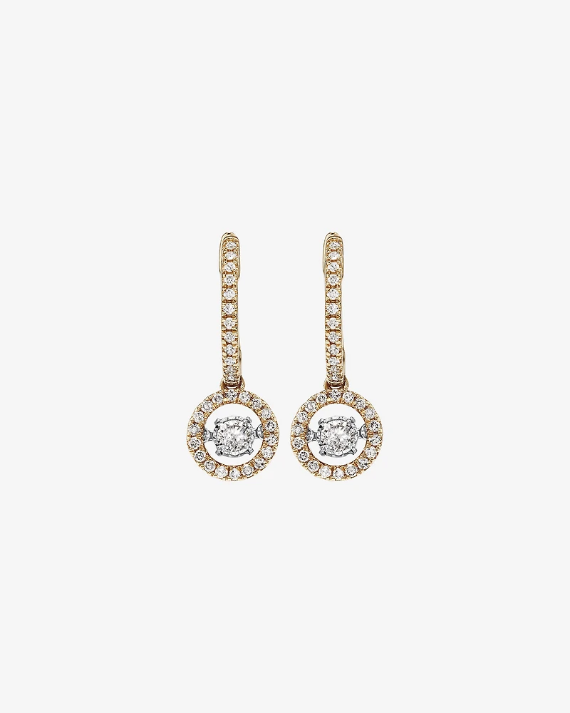 0.50 Carat TW Diamond Halo Everlight Drop Huggie Earrings in 10kt Yellow Gold