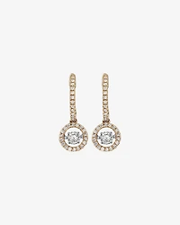 0.50 Carat TW Diamond Halo Everlight Drop Huggie Earrings in 10kt Yellow Gold