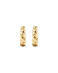 Clous d'oreilles créoles dôme taillés en diamant en or jaune 10kt