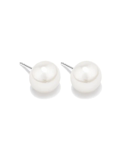 Stud Earrings with 9mm Button Cultured Freshwater Pearls in Sterling Silver