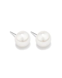 Stud Earrings with 9mm Button Cultured Freshwater Pearls in Sterling Silver