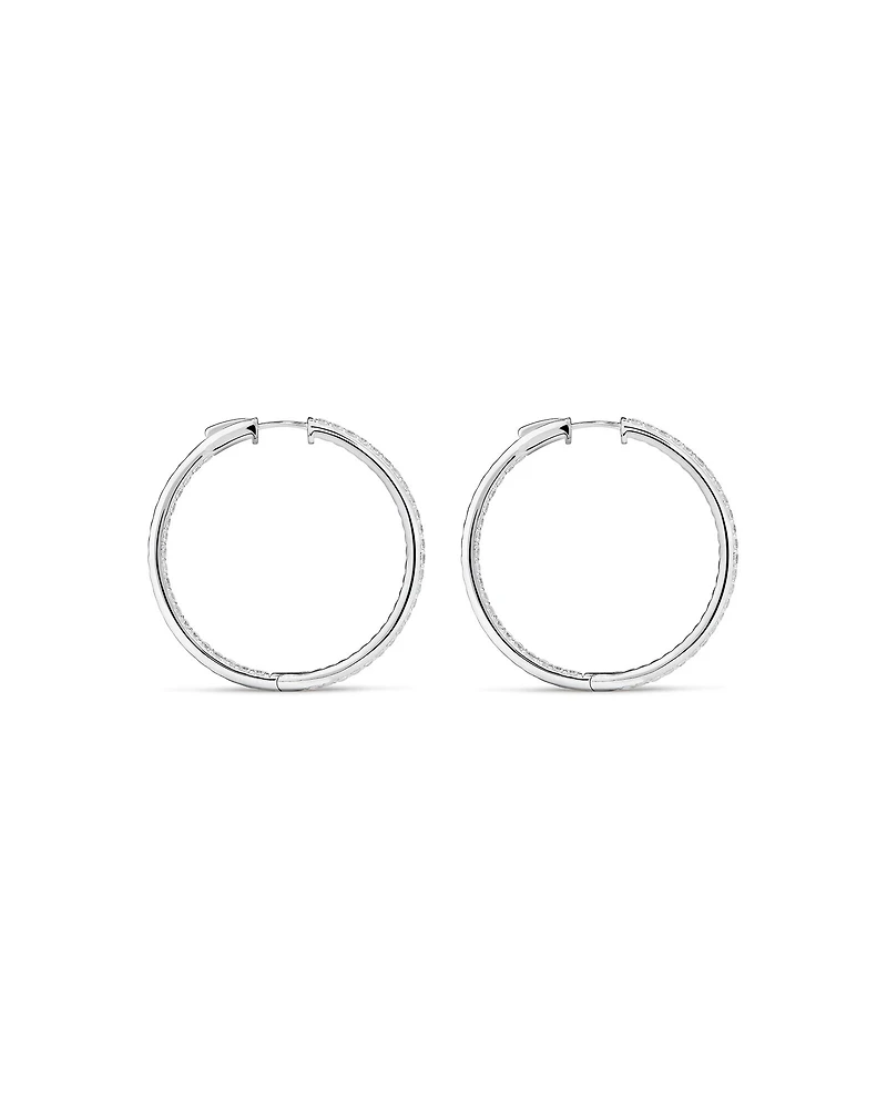 Hoop Earrings with Cubic Zirconia in Sterling Silver