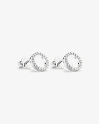 Circle Stud Earrings with Cubic Zirconia in Sterling Silver