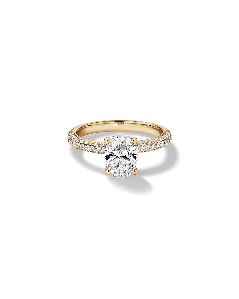 1.95 Carat TW Oval Cut Laboratory-Grown Diamond Solitaire Side Accent Engagement Ring in 14kt White Gold