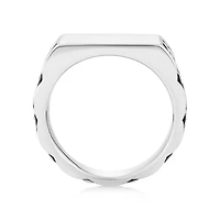 Bague chevalière texturée à motif de maillons pour hommes en argent sterling