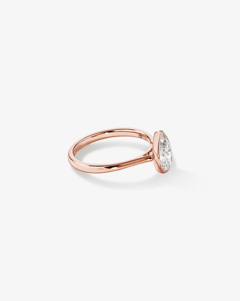 1.25 Carat TW Pear Cut Laboratory-Grown Diamond Solitaire Bezel Set Engagement Ring in 14kt Yellow Gold