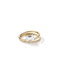 1.88 Carat TW East West Emerald Cut Lab-Grown Diamond Double Band Engagement Ring in 14kt Yellow Gold