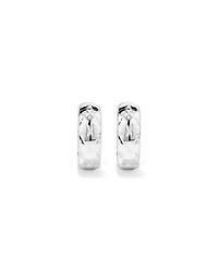 Diamond Cut Texture Huggie Hoop Earrings in Sterling Silver