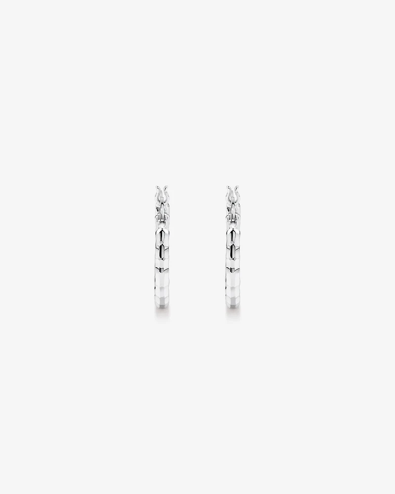 Diamond Cut Texture Hoop Earrings in Sterling Silver