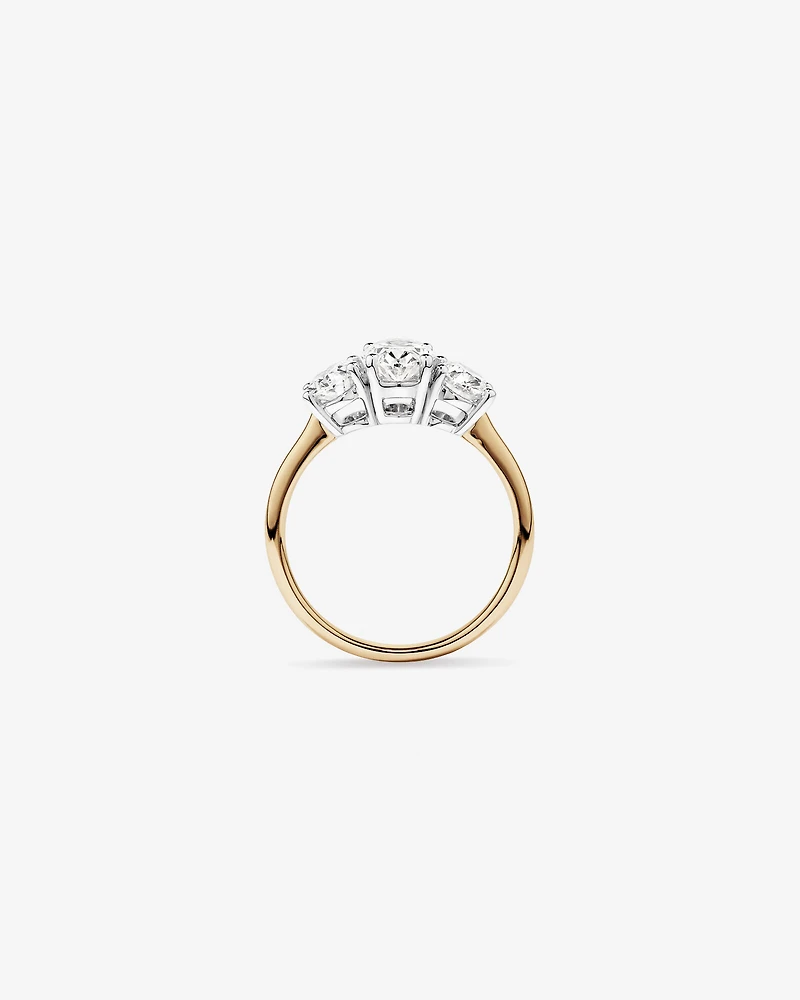 2 Carat Three Stone Oval Laboratory-Grown Diamond Engagement Ring In 14kt White Gold