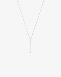 Pear Cut Purple Amethyst Gemstone and Diamond Lariat Necklace in 10kt Yellow Gold