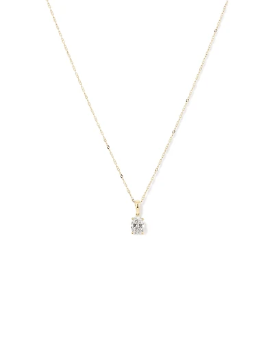 1.00 Carat TW Oval Cut Laboratory-Grown Diamond Solitaire Pendant  in 10kt Yellow Gold