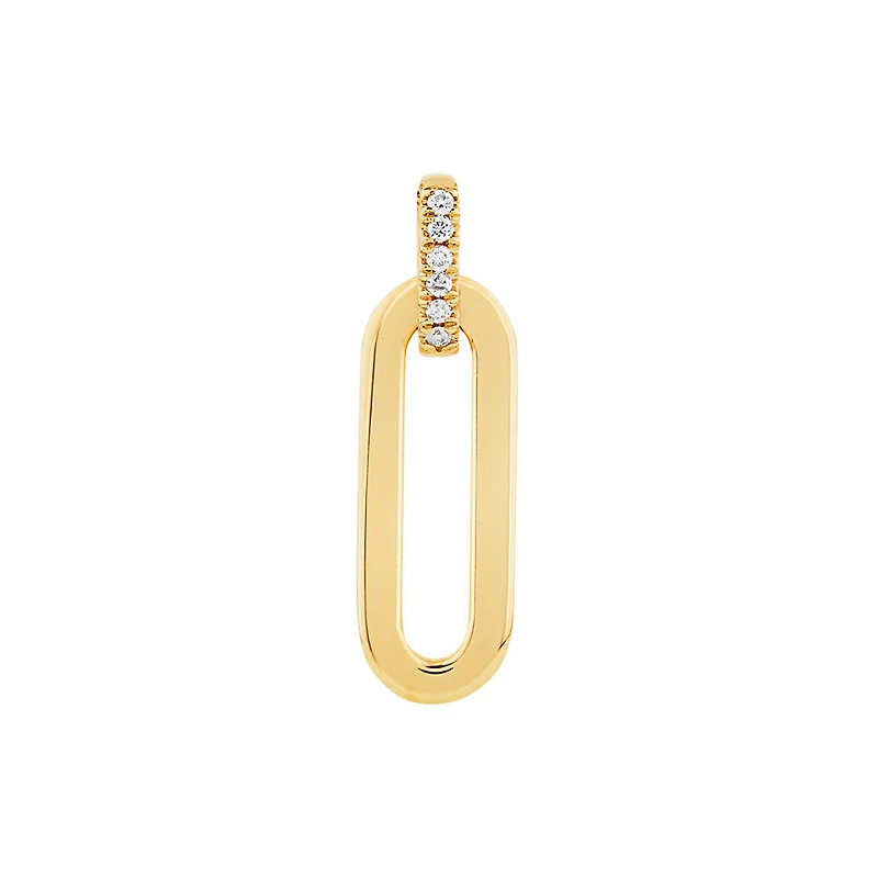 Paperclip Pendant with 0.02 Carat TW of Diamonds in 10kt Yellow Gold