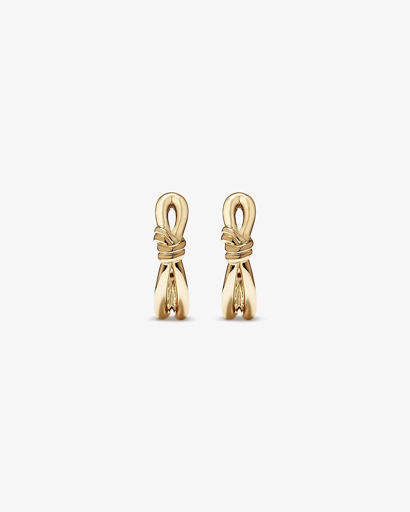 Knot Half Hoop Stud Earrings in 10kt Yellow Gold